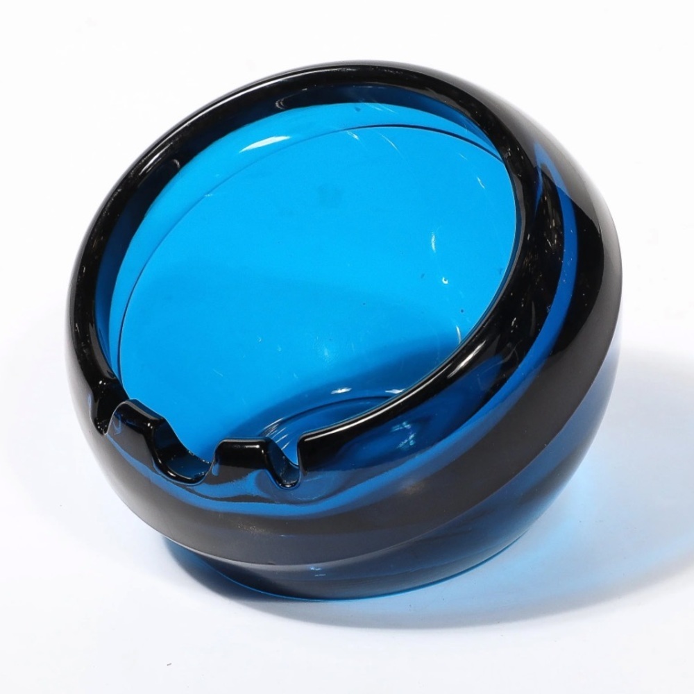 Large Vintage murano / Viking Glass modernest Orb Ashtray dish